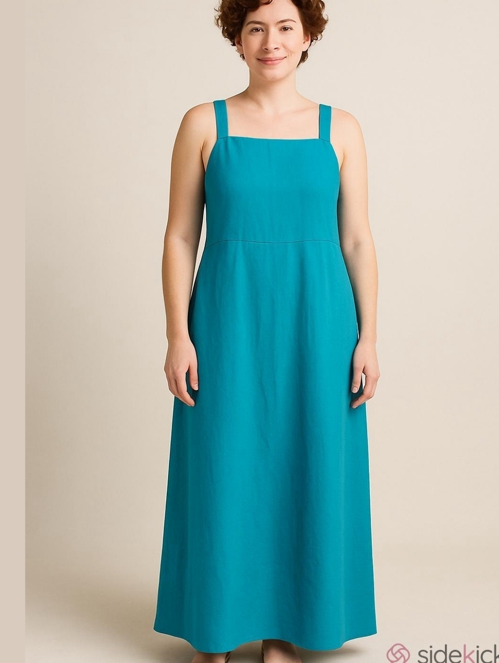 Vintage Carol Anderson California Dress 100 % Linen Blue / Turquoise Maxi Dress